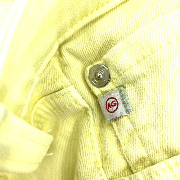 AG Adriano Goldschmied Jeans The Prima Cigarette Crop Sz 29R Pale Yellow Raw Hem - Picture 10 of 10